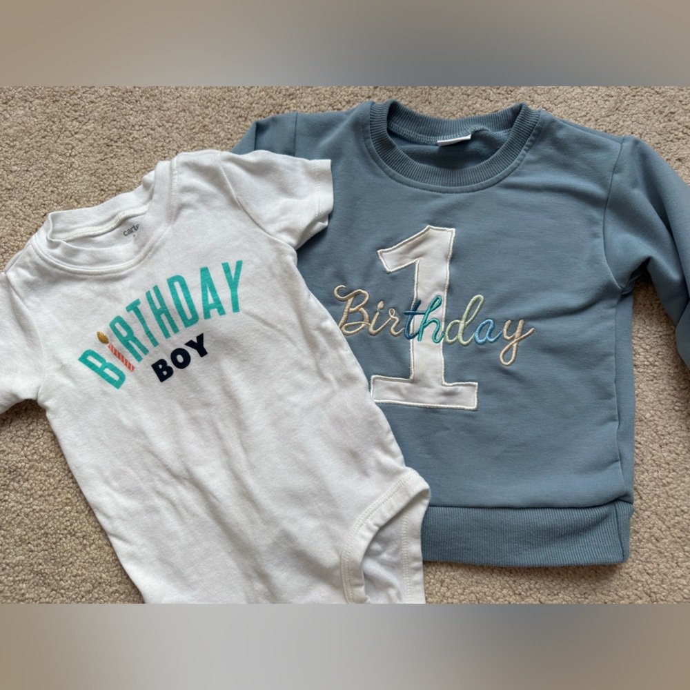 Carter's White and Blue 1st Birthday Boy Set